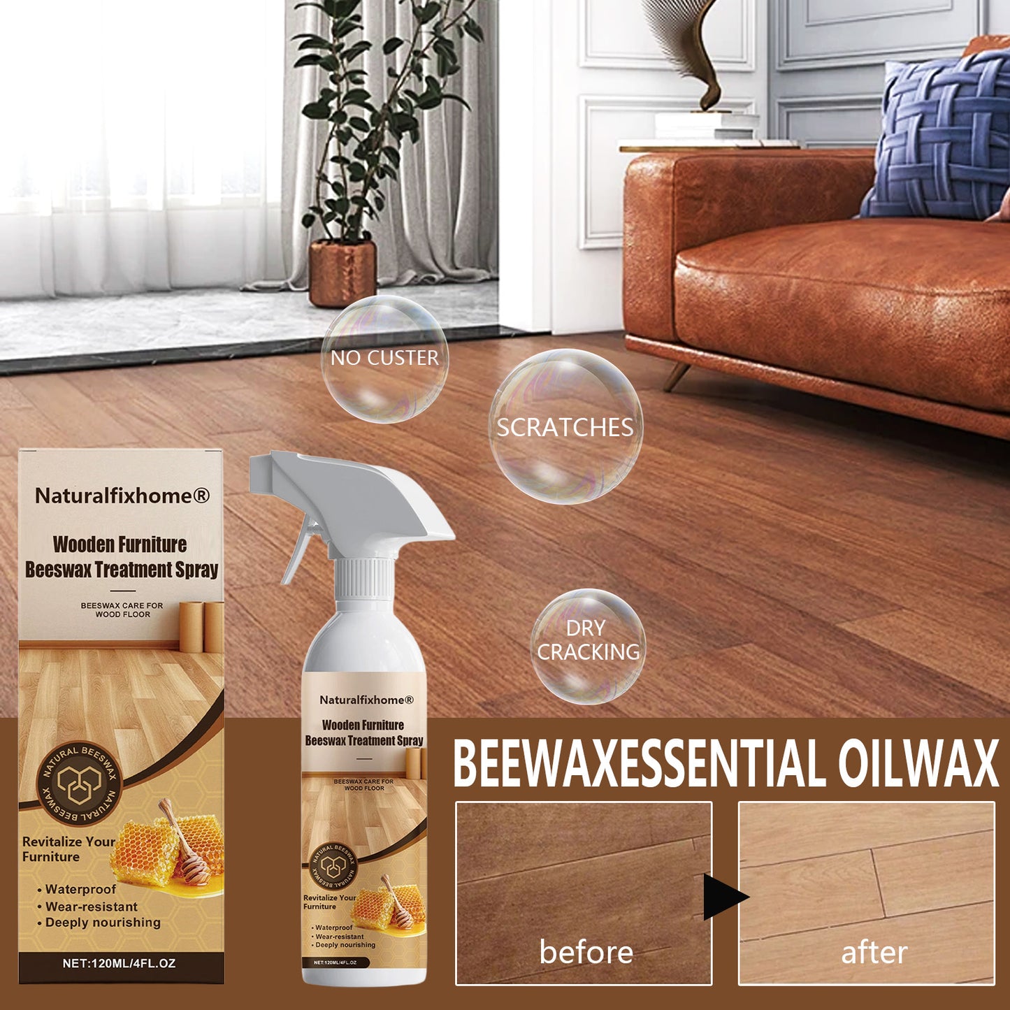 š§“NaturalfixhomeĀ® Wooden Furniture Beeswax Treatment Spray