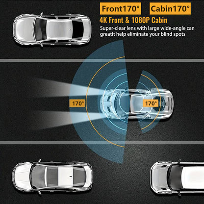 170° Wide View Dash Cam with 1080p Triple Lens, G-Sensor, Night Vision & Loop Recording Technology