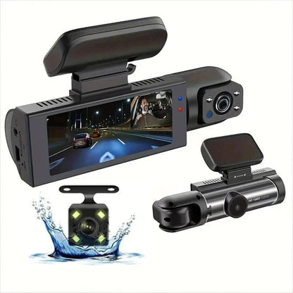 170° Wide View Dash Cam with 1080p Triple Lens, G-Sensor, Night Vision & Loop Recording Technology