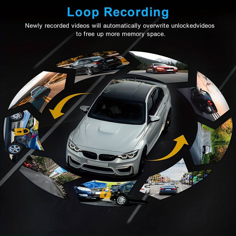 170° Wide View Dash Cam with 1080p Triple Lens, G-Sensor, Night Vision & Loop Recording Technology