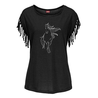 2020 New Creative Horse Women Cotton Tassel Casual T-shirt Clothing animals Tees Short Sleeve O-neck Women&#39;s t shirt