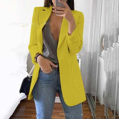 Blazer Women Blazers And Jackets Lapel Slim Office Ladies Coat Open Stitch Long Sleeve Pocket Cardigan Casual Suit Blazers Mujer